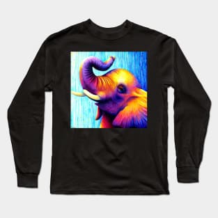 Vibrant baby elephant artwork Long Sleeve T-Shirt